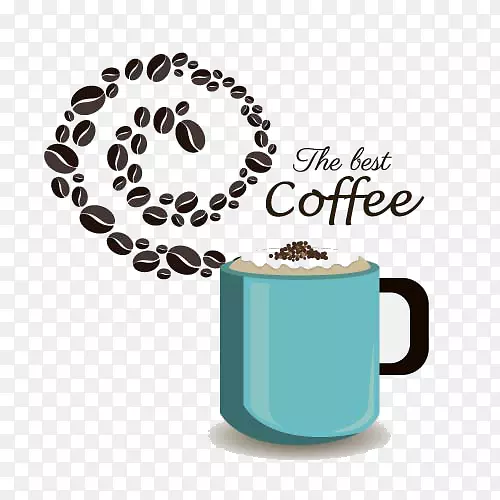 咖啡字母与咖啡杯