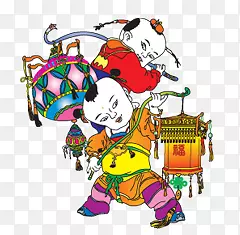 中国福娃招财童子提灯笼