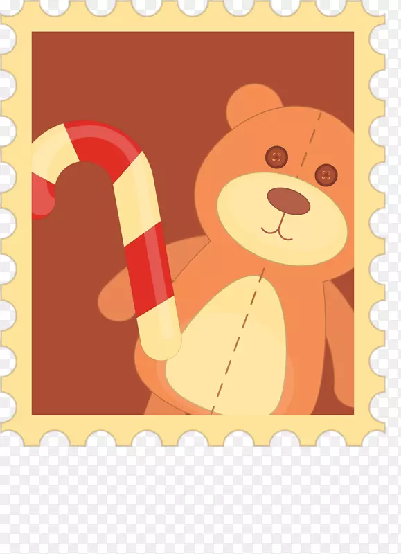圣诞节拐杖小熊邮票