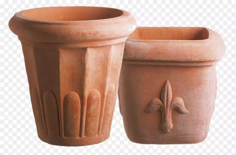 两个陶瓷制作花盆