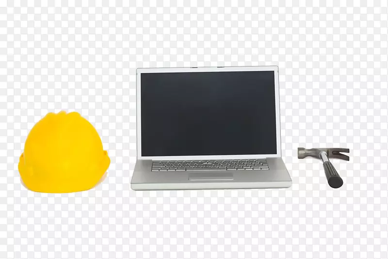 头盔锤子和笔记本电脑