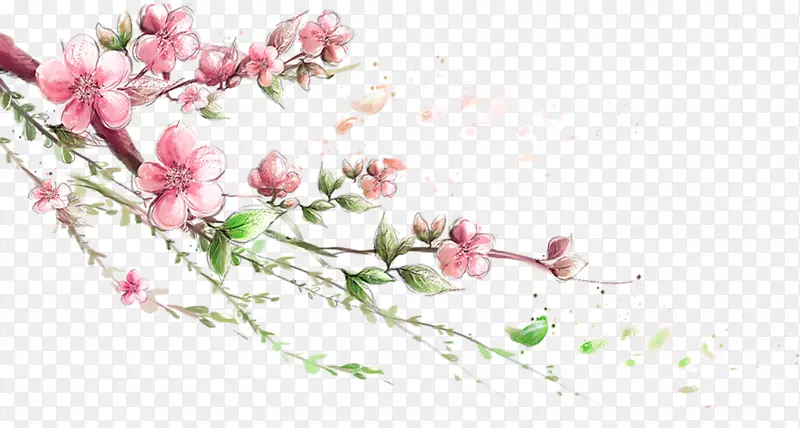 手绘桃花素材
