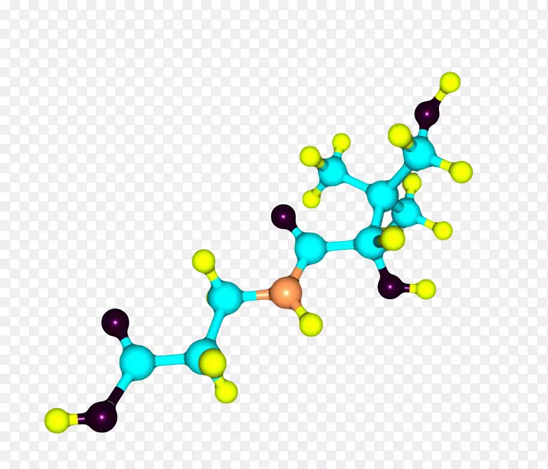 蓝黄色泛酸（维生素B5）分子形
