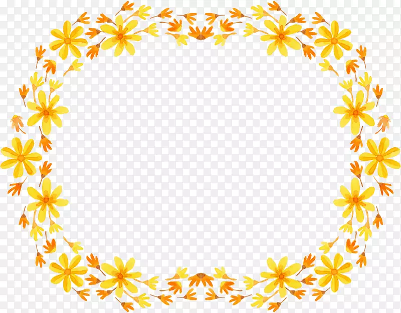 黄色花卉装饰边框