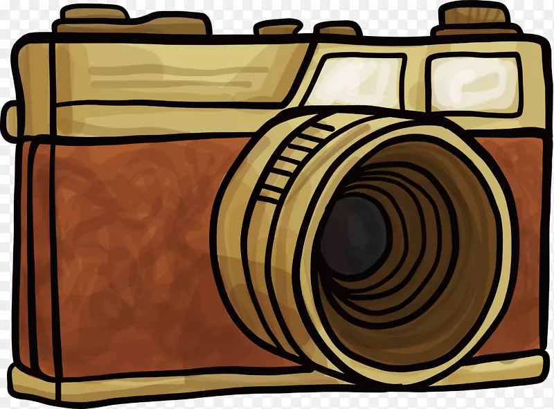棕色复古手绘相机