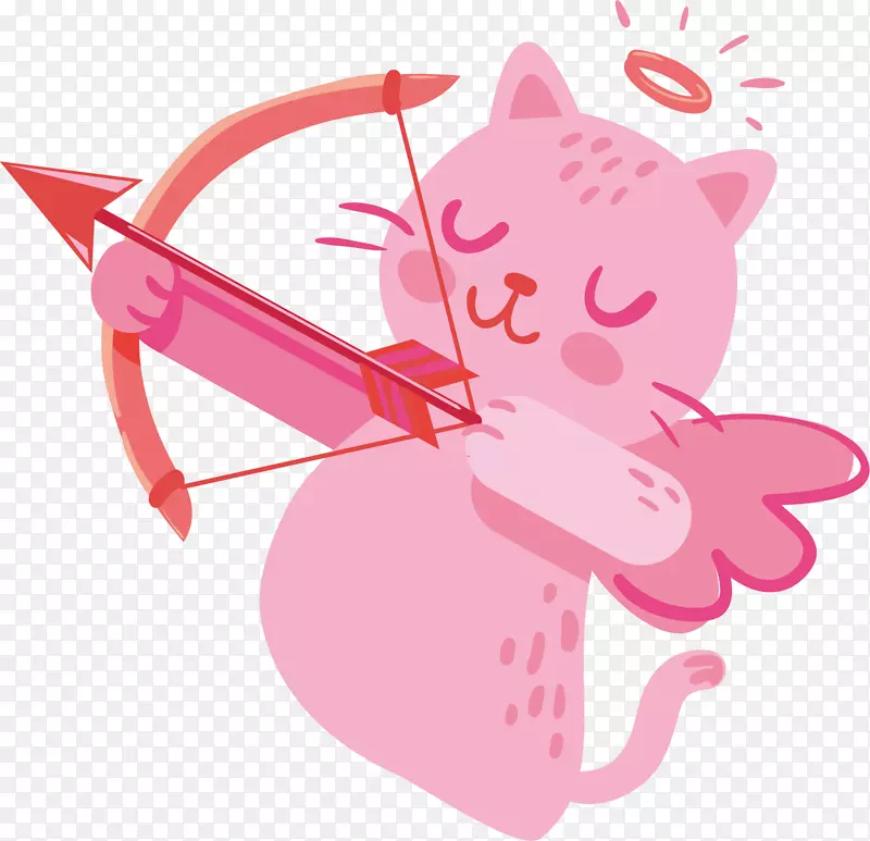 矢量图粉色创意猫咪