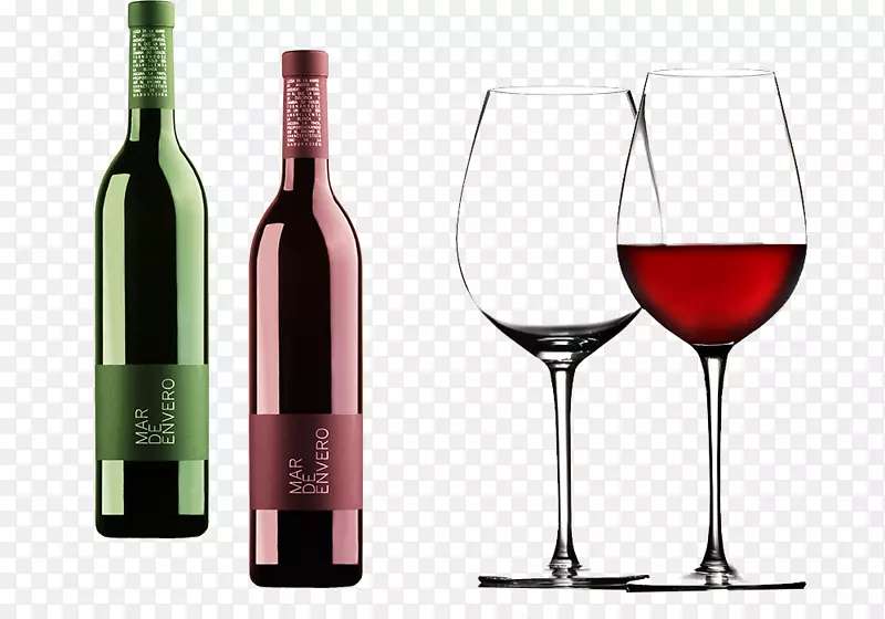 勃艮第红葡萄酒杯和红酒