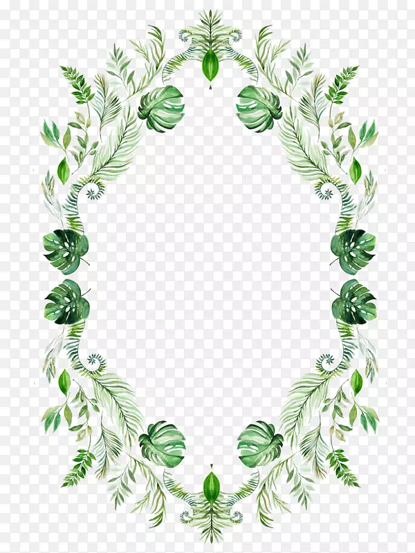 绿色植物边框装饰
