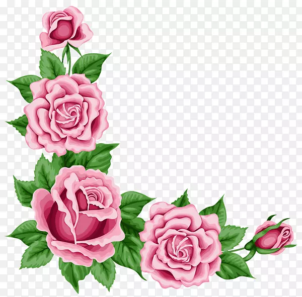 手绘粉色牡丹花边框