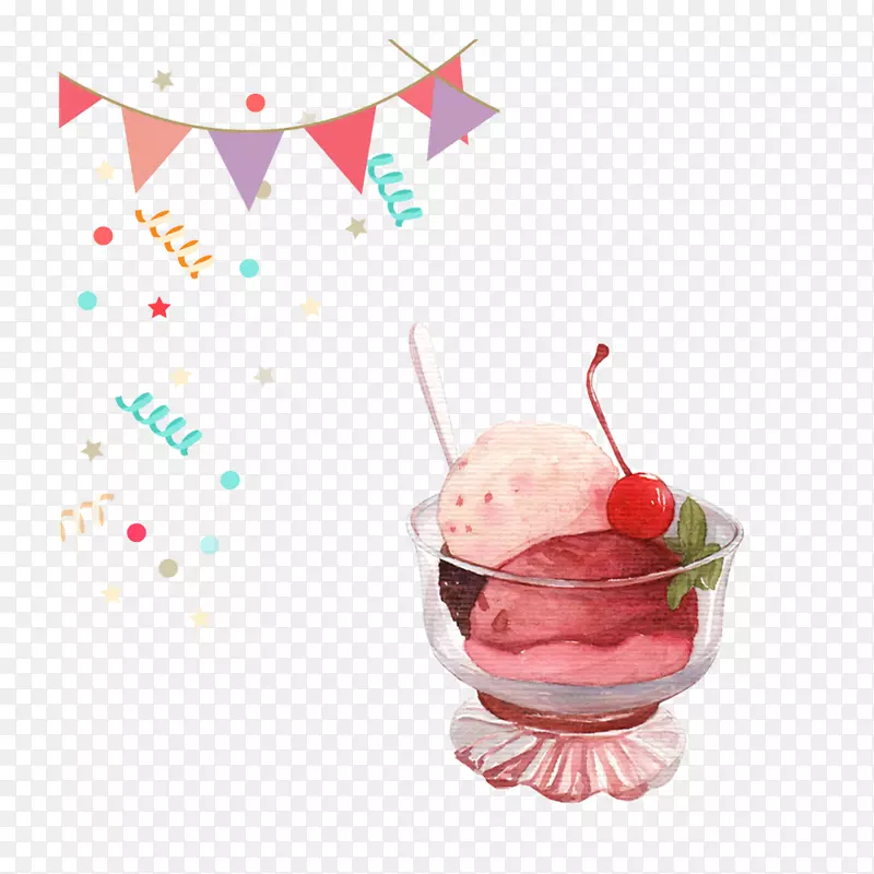 手绘水彩美食水果沙拉矢量素材
