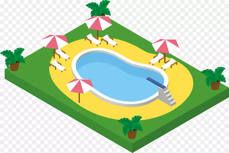 卡通矢量夏季泳池