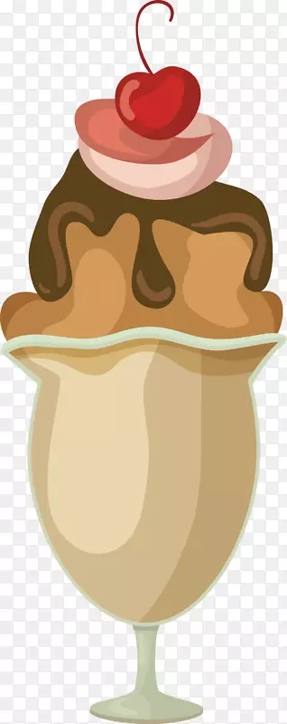 巧克力冰淇淋手绘素材