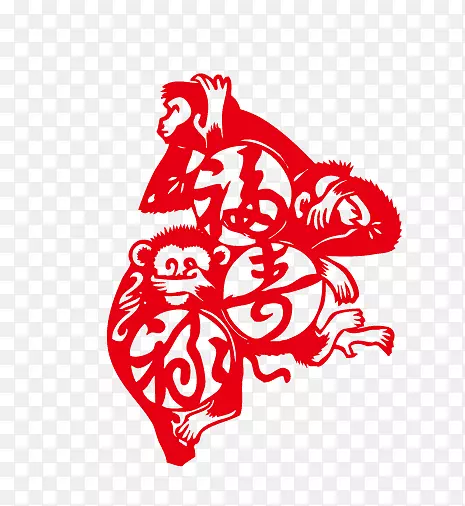 红色福禄寿猴子