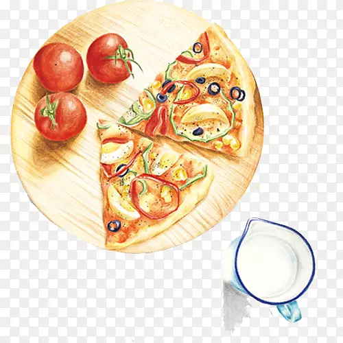 番茄皮萨手绘画素材图片