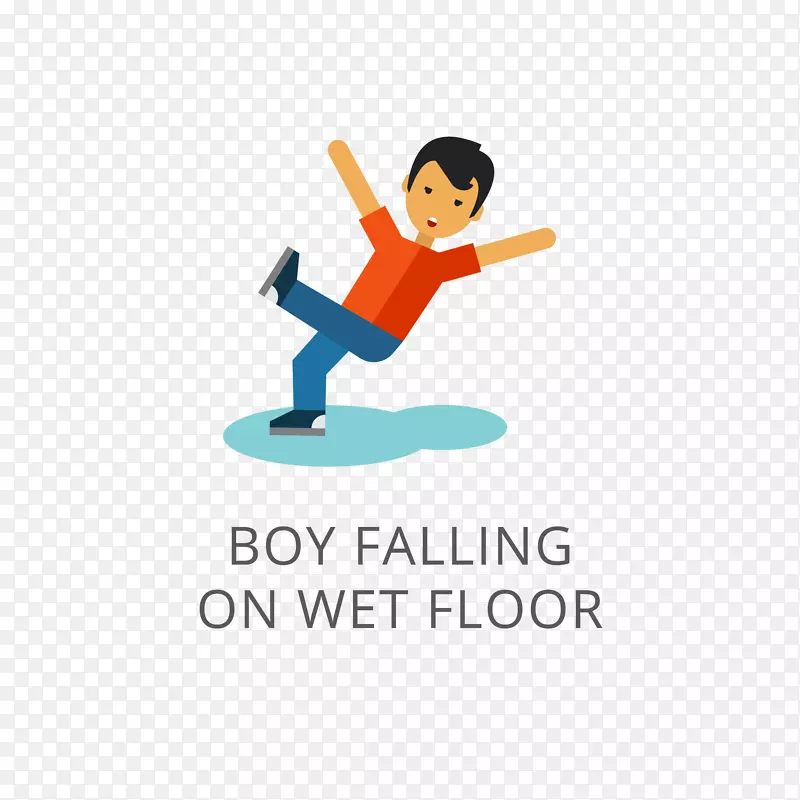 溜冰摔倒的男孩免抠素材
