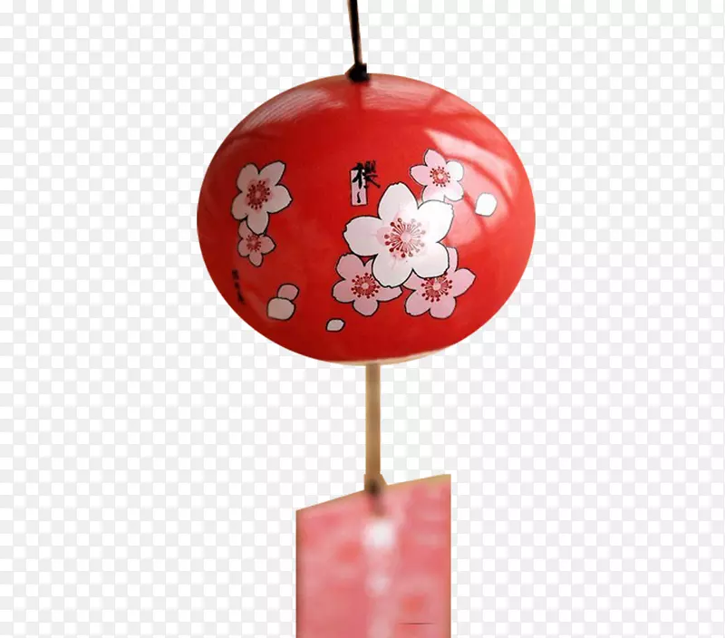红色可爱陶瓷日本风铃素材