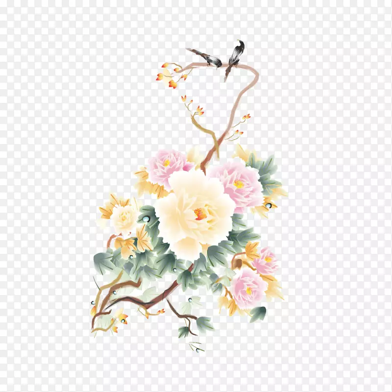 手绘牡丹花