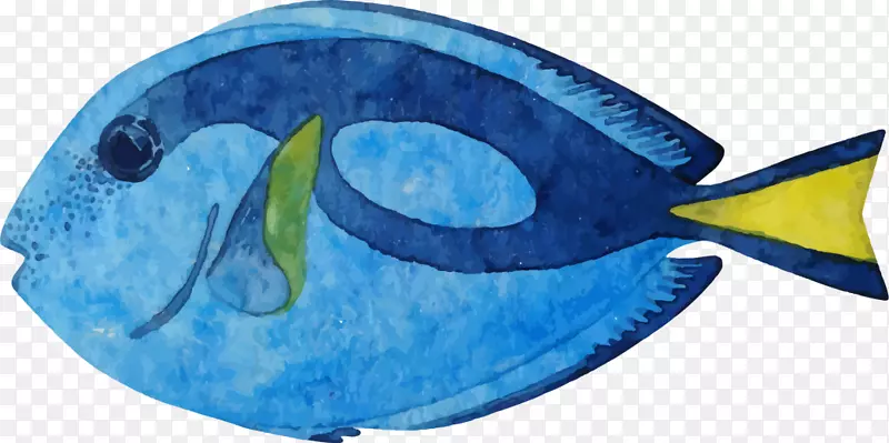 海洋生物手绘蓝色小鱼