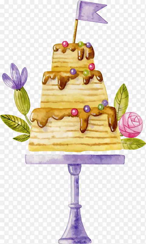 手绘风水彩的蛋糕