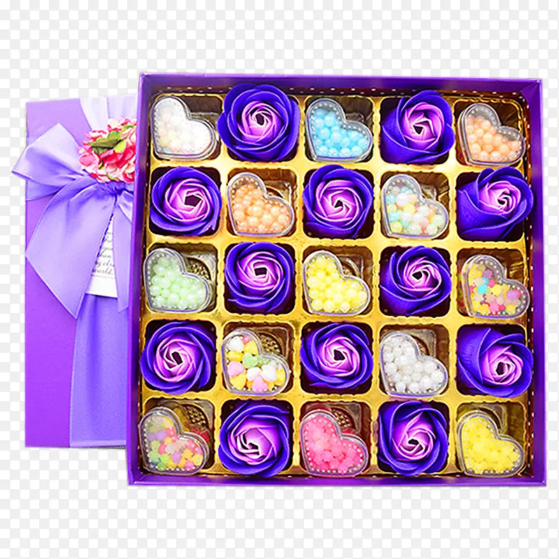 紫色花彩色糖果礼盒