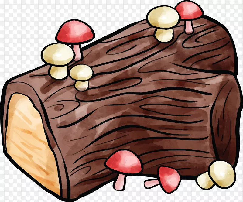 蘑菇装饰树桩蛋糕
