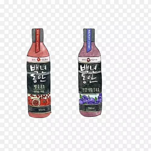 韩国水果饮料手绘画素材图片
