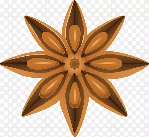 棕色手绘的八角元素