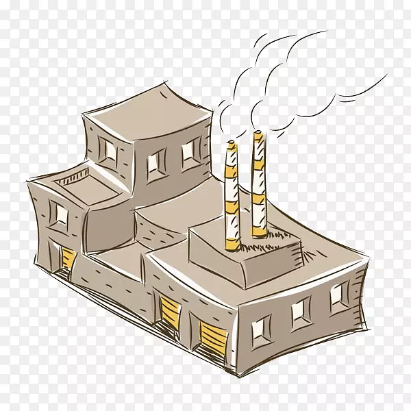 卡通冒烟的工厂免抠图