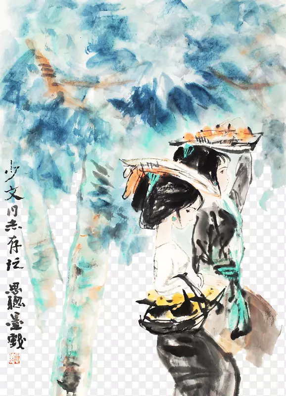 摘枇杷的傣家少女