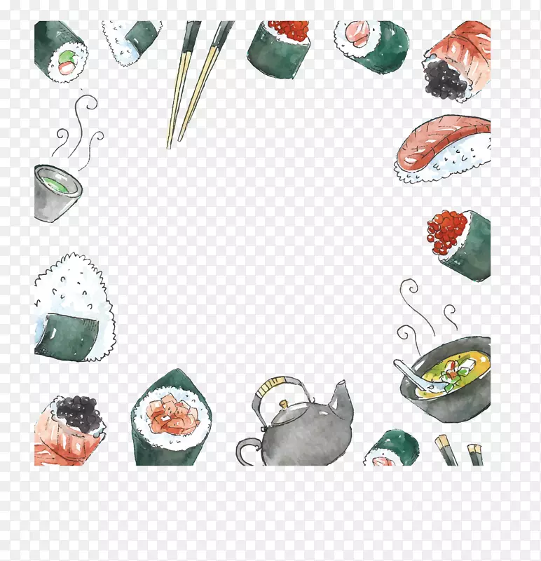 手绘水彩日式美食