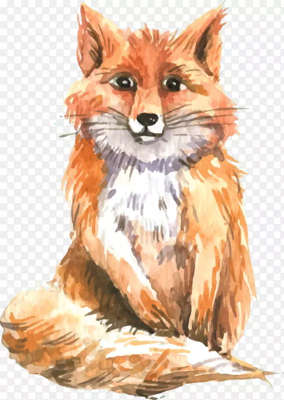 水彩写实狐狸