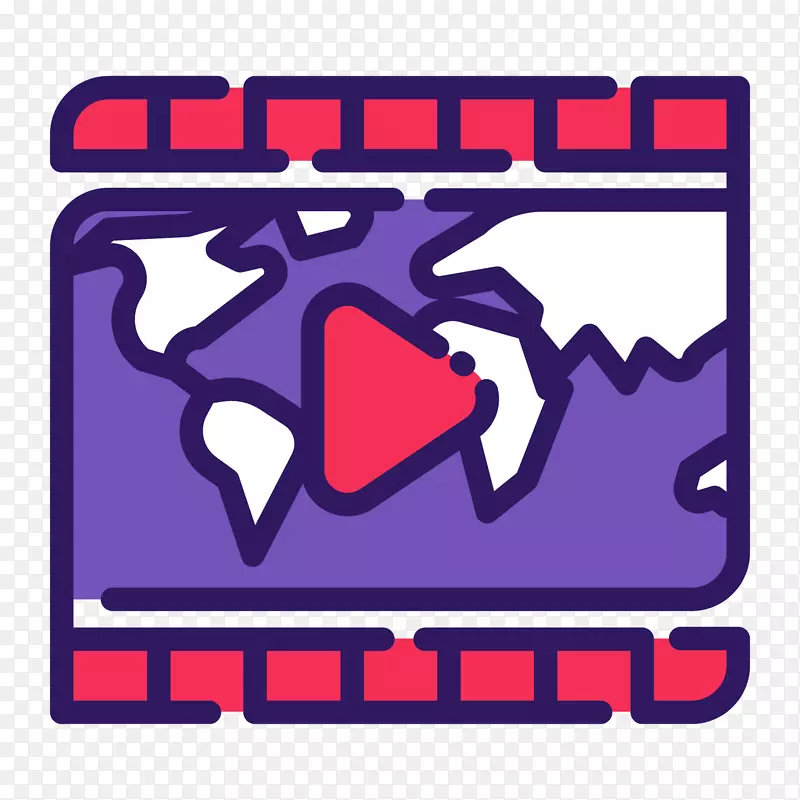 紫色手绘圆角视频点击元素