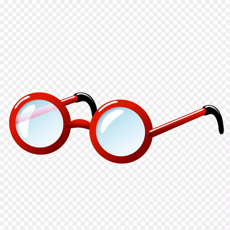 红色圆形质感眼镜卡通