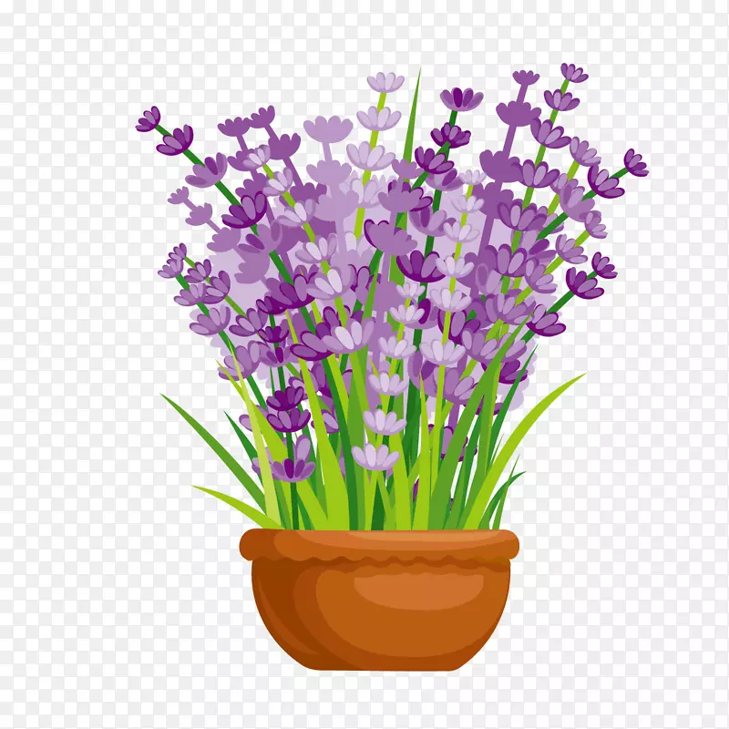 紫色花卉盆栽矢量图