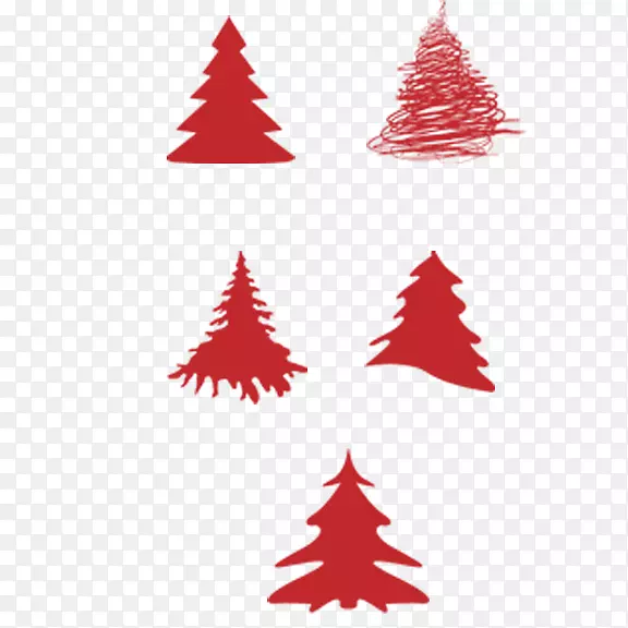 红色剪纸圣诞树