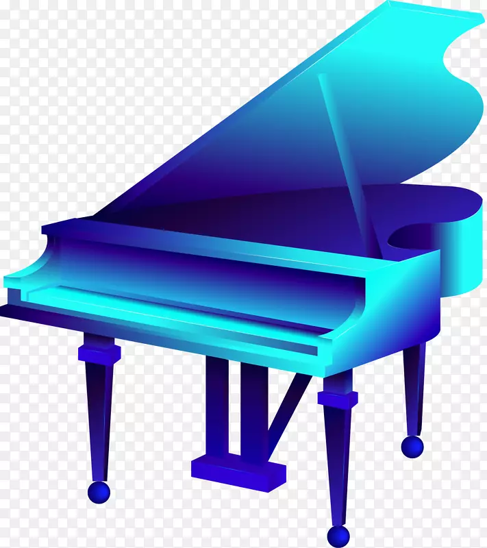 蓝色光感水晶钢琴素材