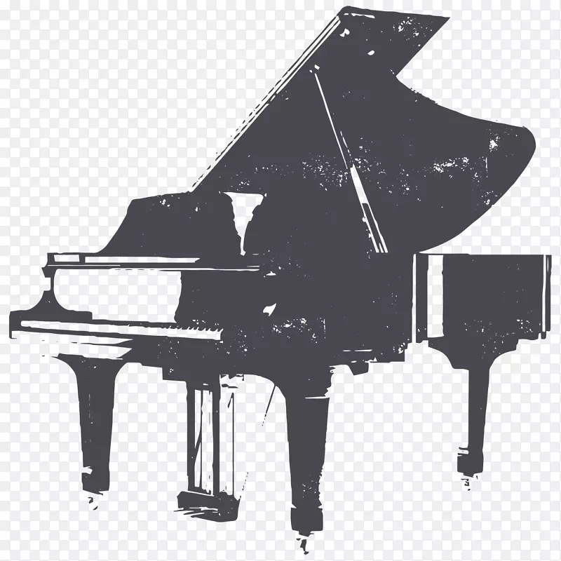卡通手绘黑色的钢琴