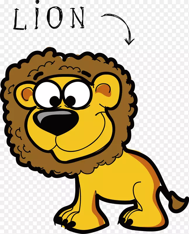 狮子卡通手绘矢量图