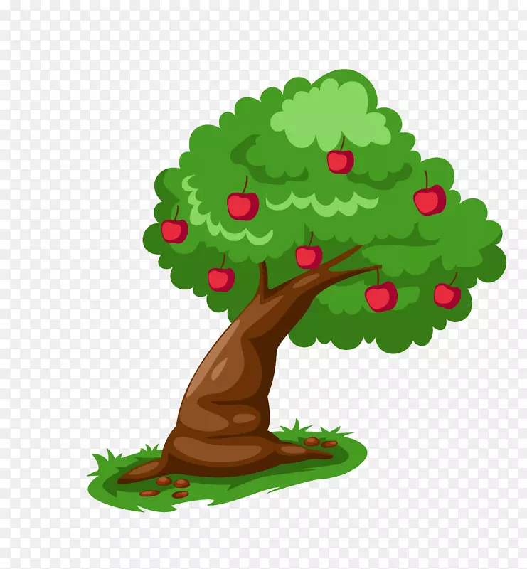 卡通手绘一棵苹果树
