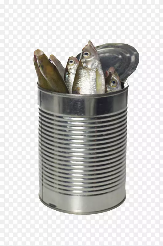 银色圆形金属沙丁鱼罐头实物