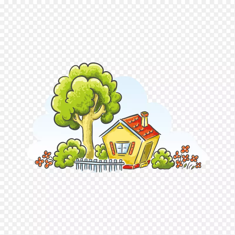 卡通房子和小树免费下载