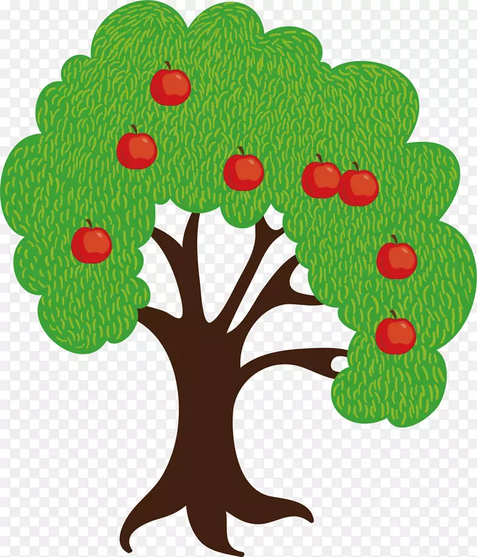手绘果树手绘红色水果设计