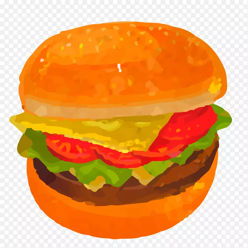 卡通手绘彩绘汉堡包