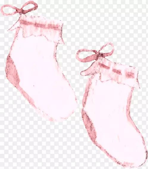 婴儿卡通手绘水彩袜子素材
