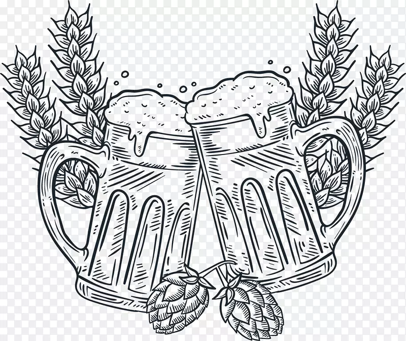 卡通手绘啤酒干杯