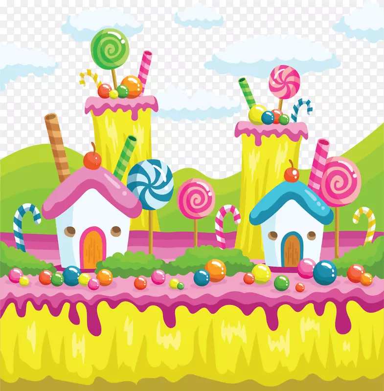 卡通彩色糖果小屋