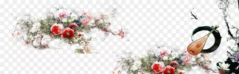 花朵琵琶春季海报装饰背景