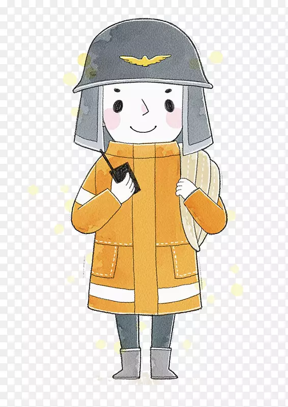 对讲的消防员