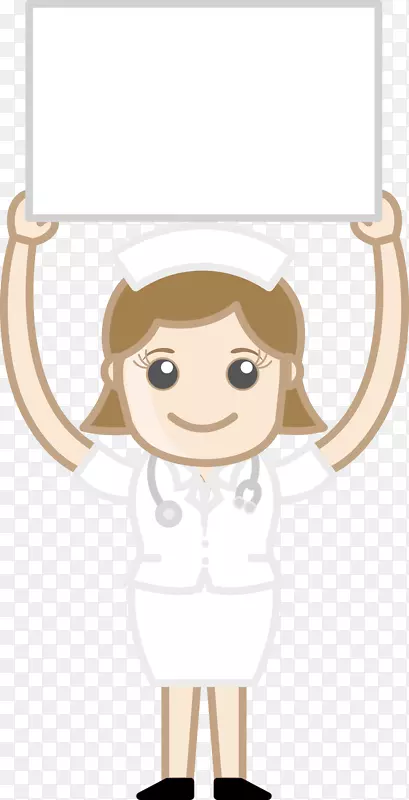 一个手举牌子的卡通护士图片
