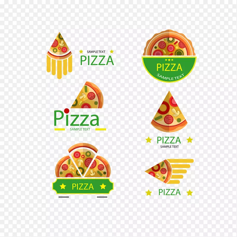矢量扁平化意大利披萨标识.